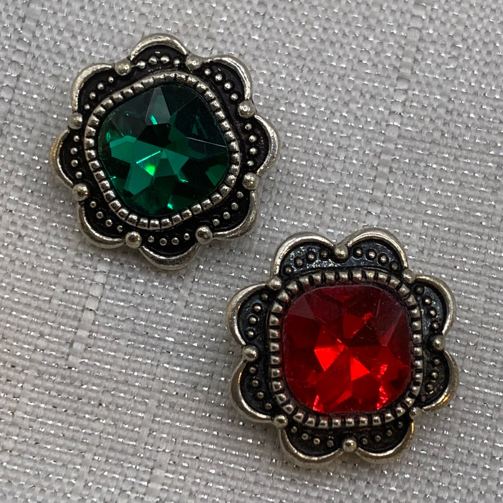 Red  Green Snap Button Charms  Set Of 2  18mm20mm Charms
